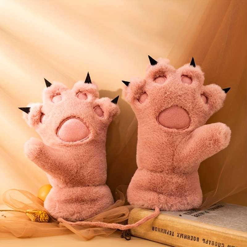 1 Pair Khaki Warm Gloves