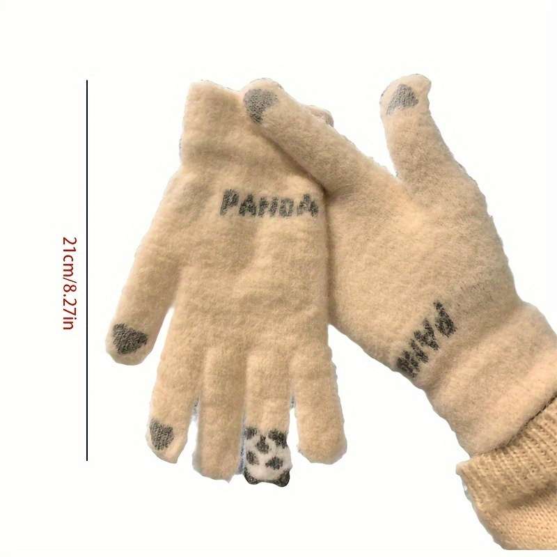 1 Pair Beige One Size Warm Gloves