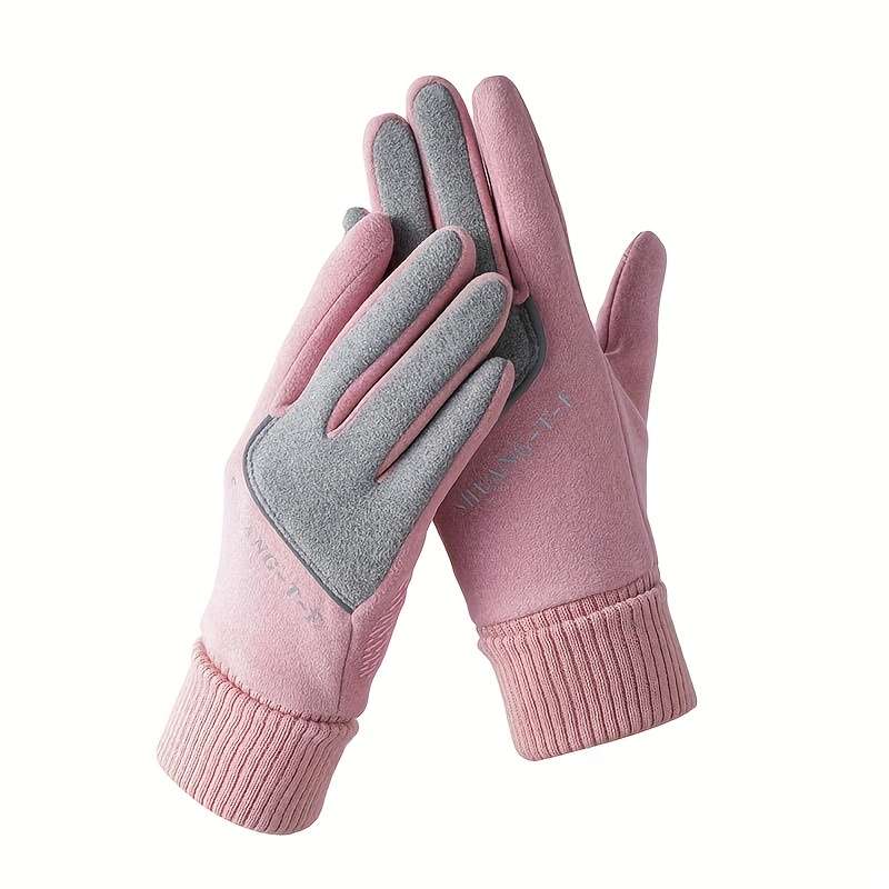 1 Pair Pink One Size Warm Gloves