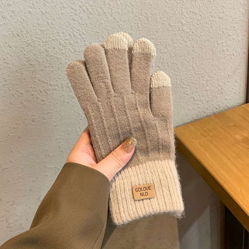 1 Pair Brown Warm Gloves