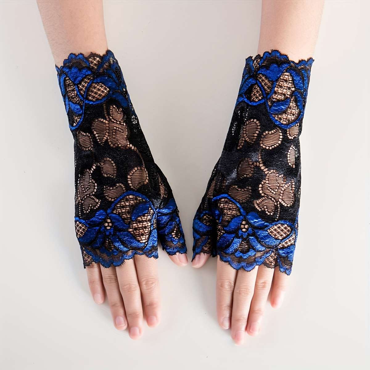 1 Pair Rose Red Half Finger Gloves