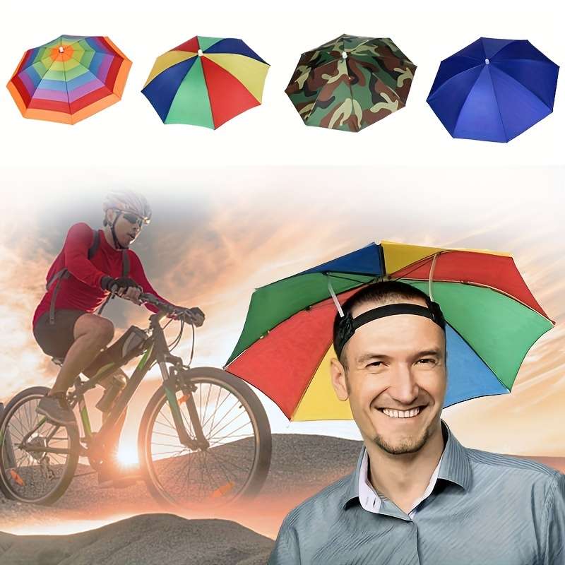Multicolored Umbrella Hat With Hands-Free Design High Quality Sun Rain Protection