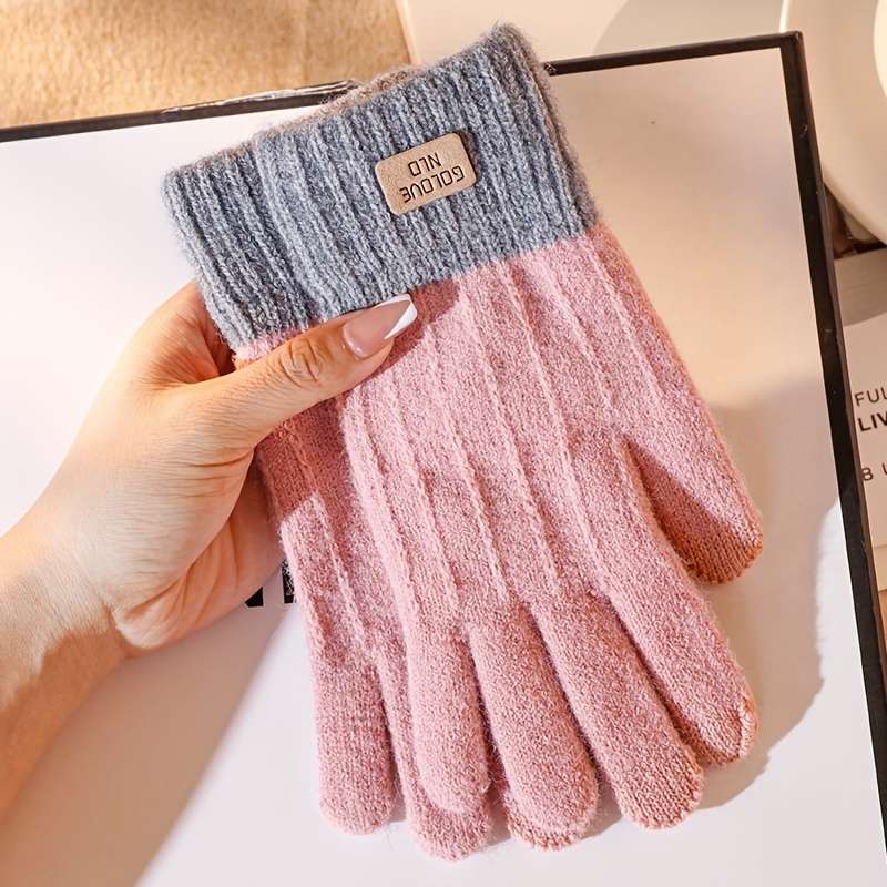 1 Pair Pink Warm Gloves