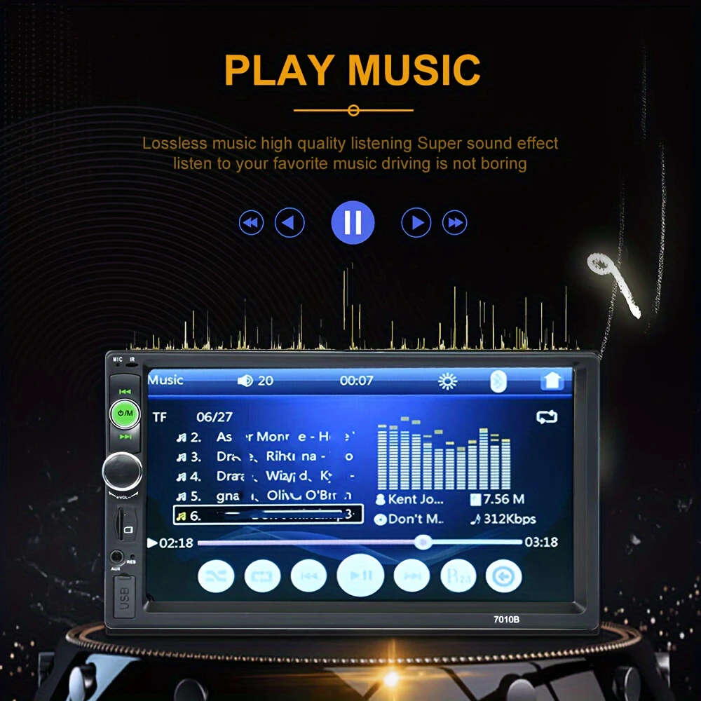 1pc 17.78 Cm HD Double Din Car Stereo Radio MP5 Player With Steering Wheel Remote Support Mirror