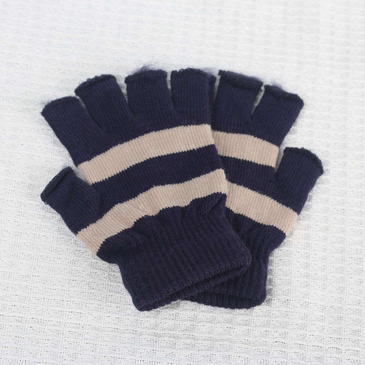 1 Pair Army Green Plus Beige Plus Velvet Warm Gloves