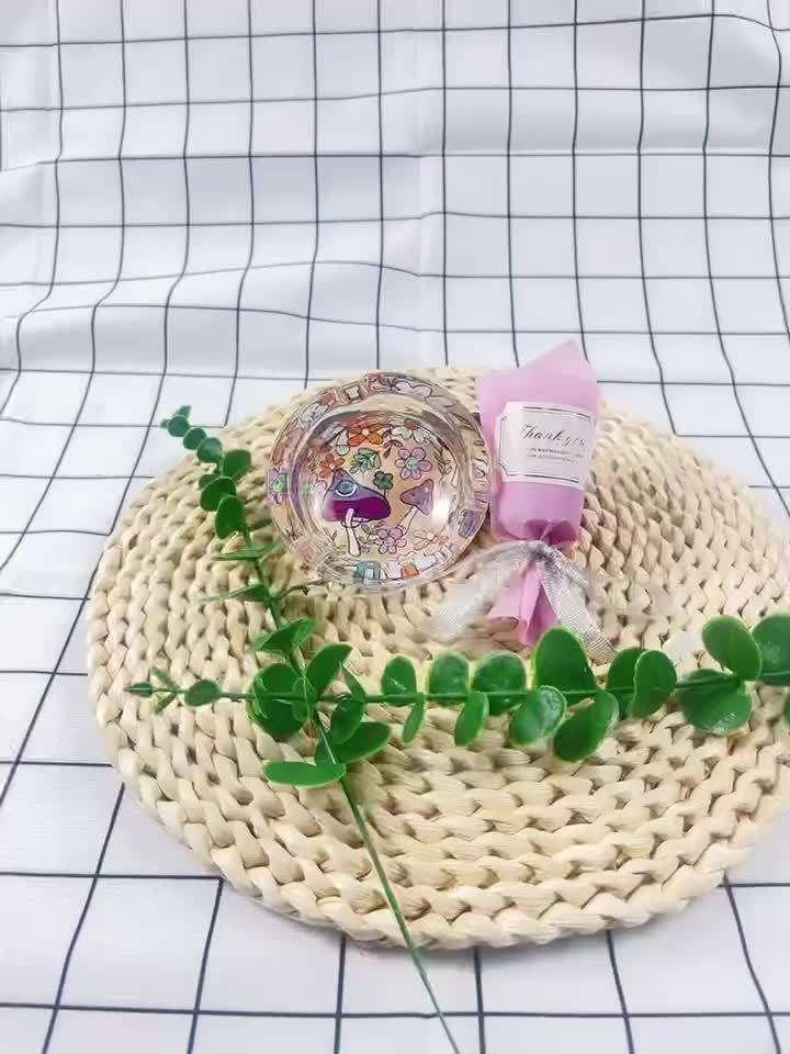 1pc Glass Ashtray Suitable for Home And Bars Creatively Designed with a Transparent Round Shape
