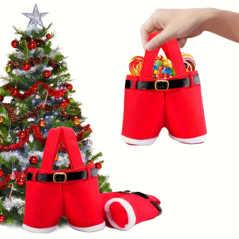 3 Pieces Christmas Santa Pants Gift Bags