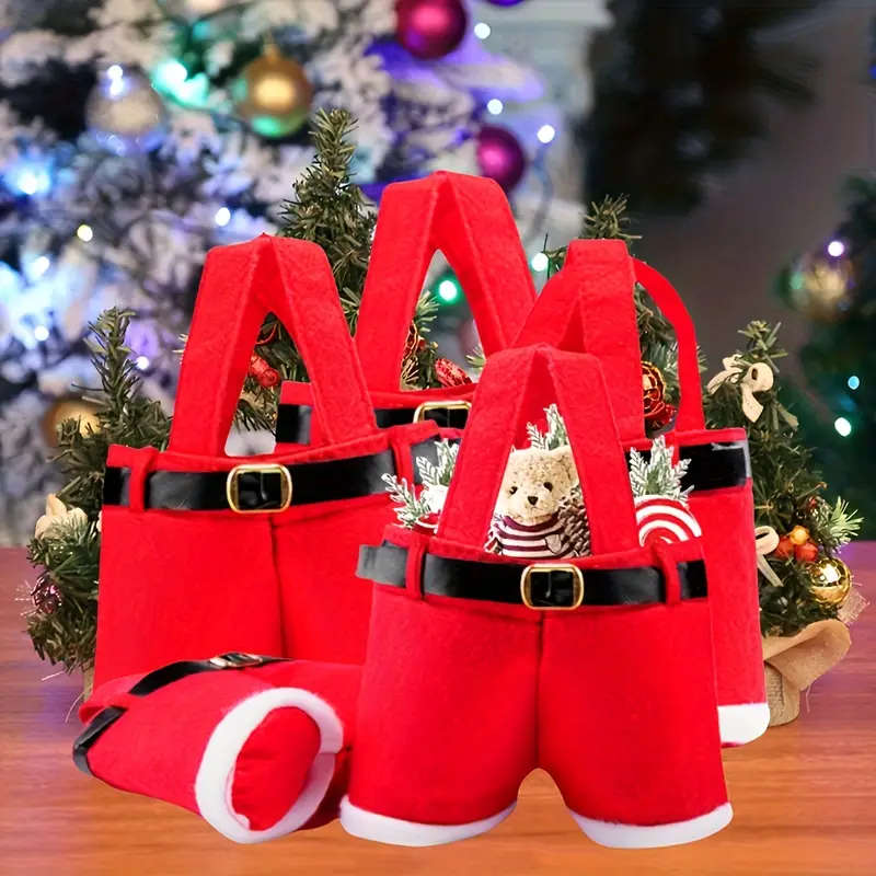 3 Pieces Christmas Santa Pants Gift Bags