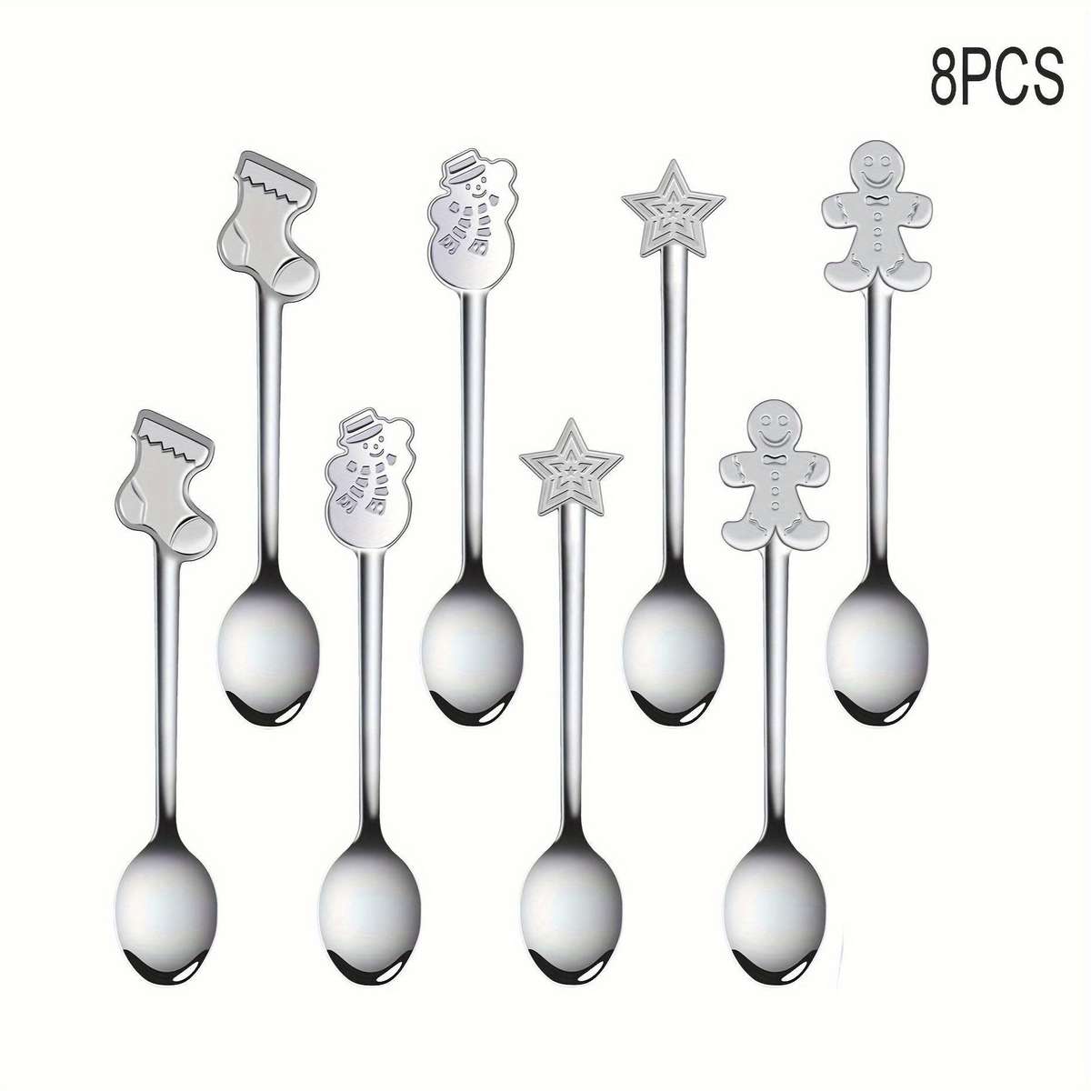 8pcs Stainless Steel Cute Mini Spoon Stirring Spoon for Tea Coffee Dessert Spoon Ice Cream