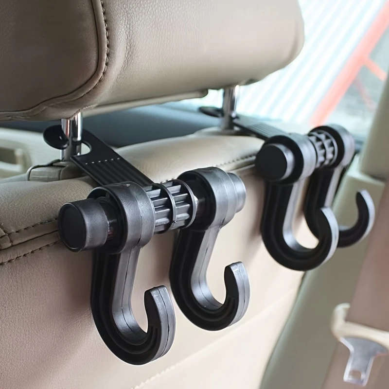 1pc Universal Multi-Functional Car Seat Hook Double Plastic Hanging Organizer for Vehicle Headrest S