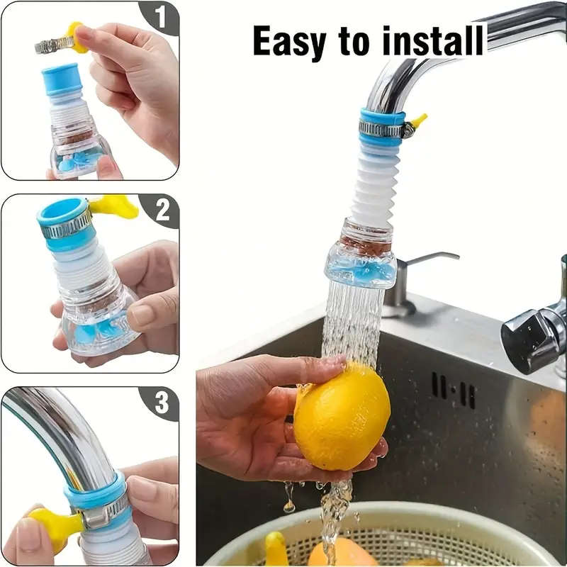 Rotating Faucet Spray Filter With Adjustable Water Saving Design Includes Pressurized