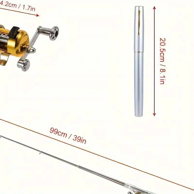 Portable Mini Pocket Fishing Rod With Reel Ultra-Light Aluminum Alloy 99.97Cm Extendable Foldabl