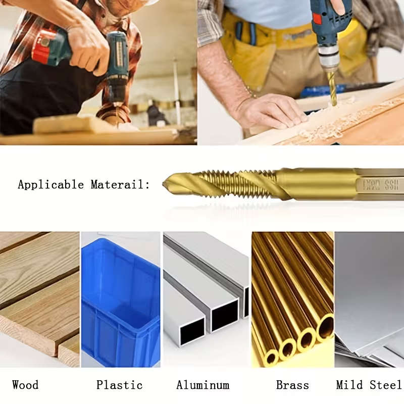 6pcs Titanium Coated HSS Drill Bit Set - Metric Thread M3-M10