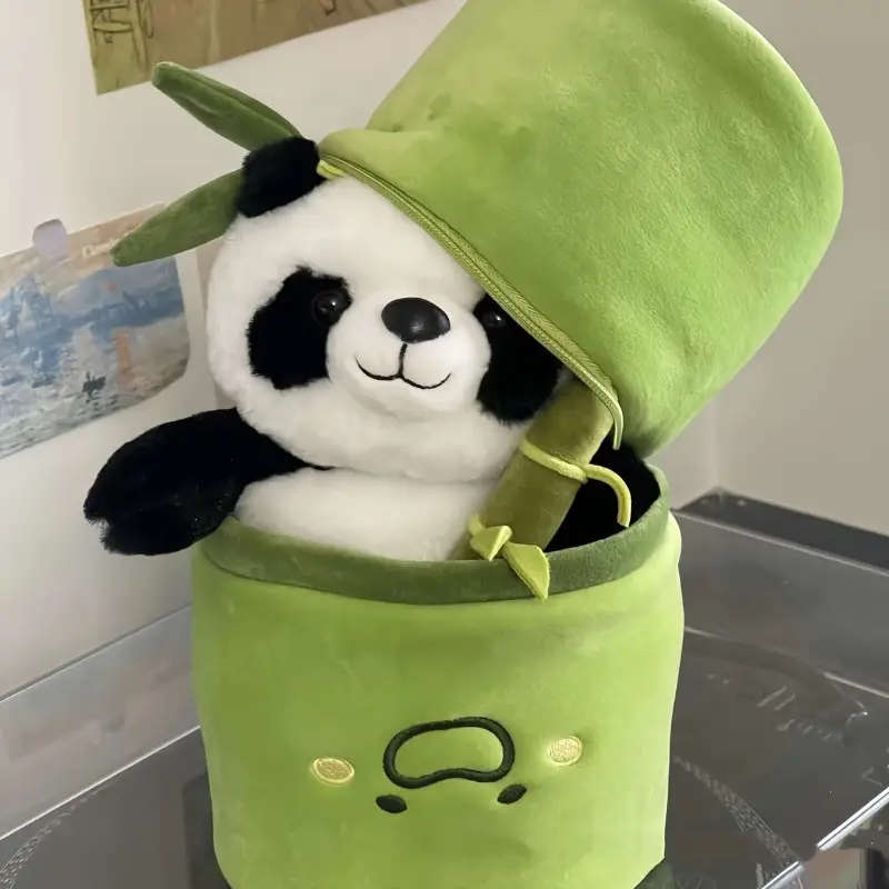 1 Cute Green Hat Panda Plush Toy