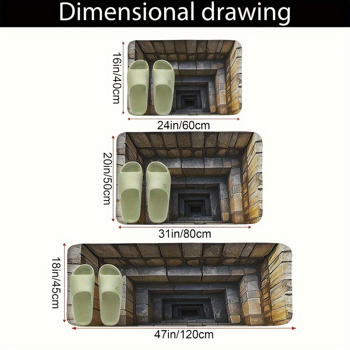 3Pcs 16x24cm And 20x31cm And 43.18x119.38cm Floor Mat