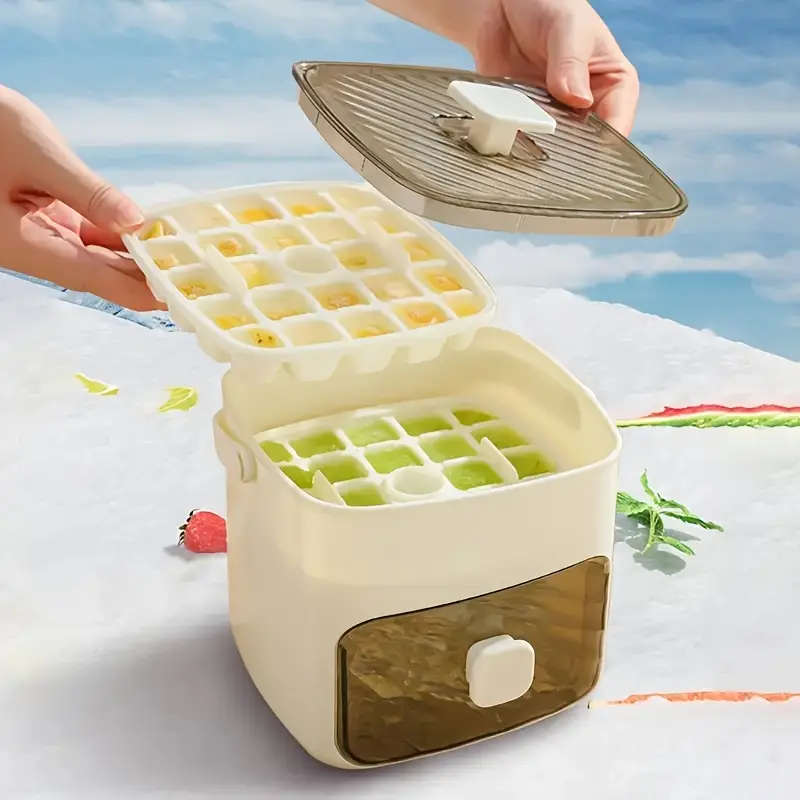 48 Grids Ice Cube Mold Easy Gland-Large Capacity No Electricity Needed Double Layer Design Food