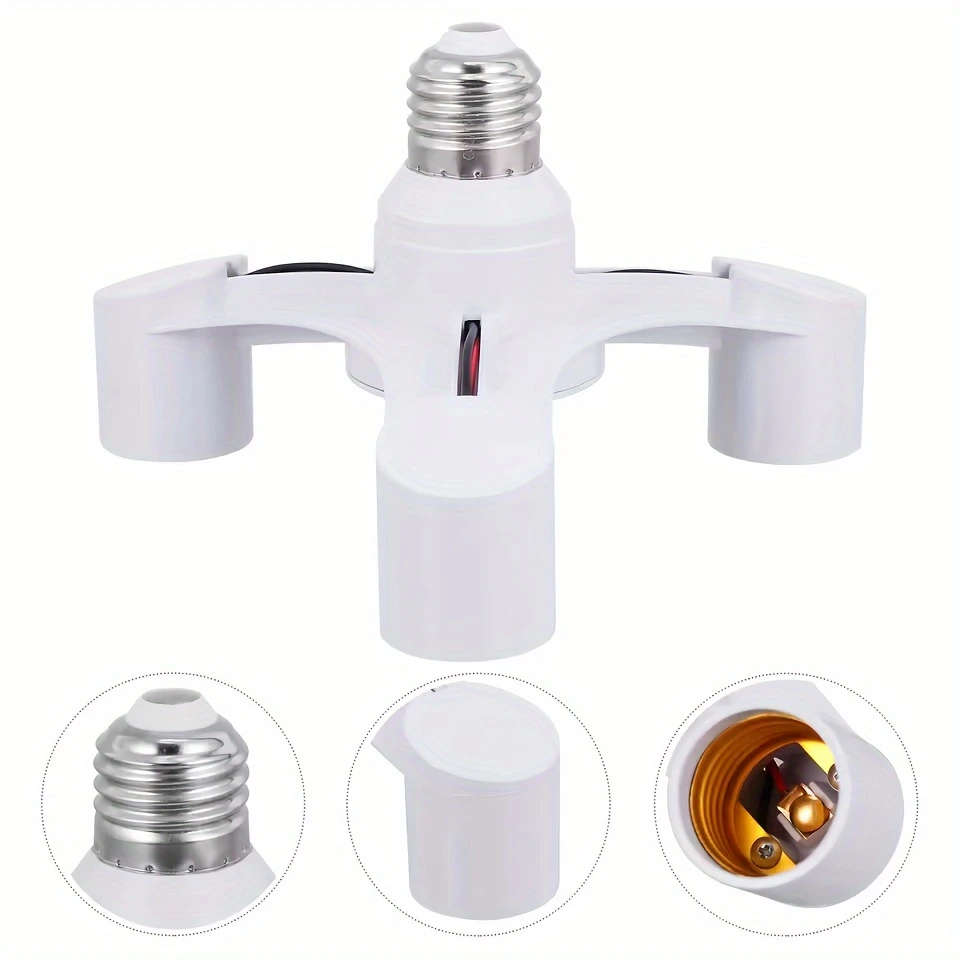 3In1 E27 Extended Led Lamp Bulbs Socket Splitter Adapter Holder