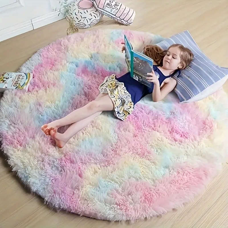 Soft Fluffy Rainbow Washable Mat