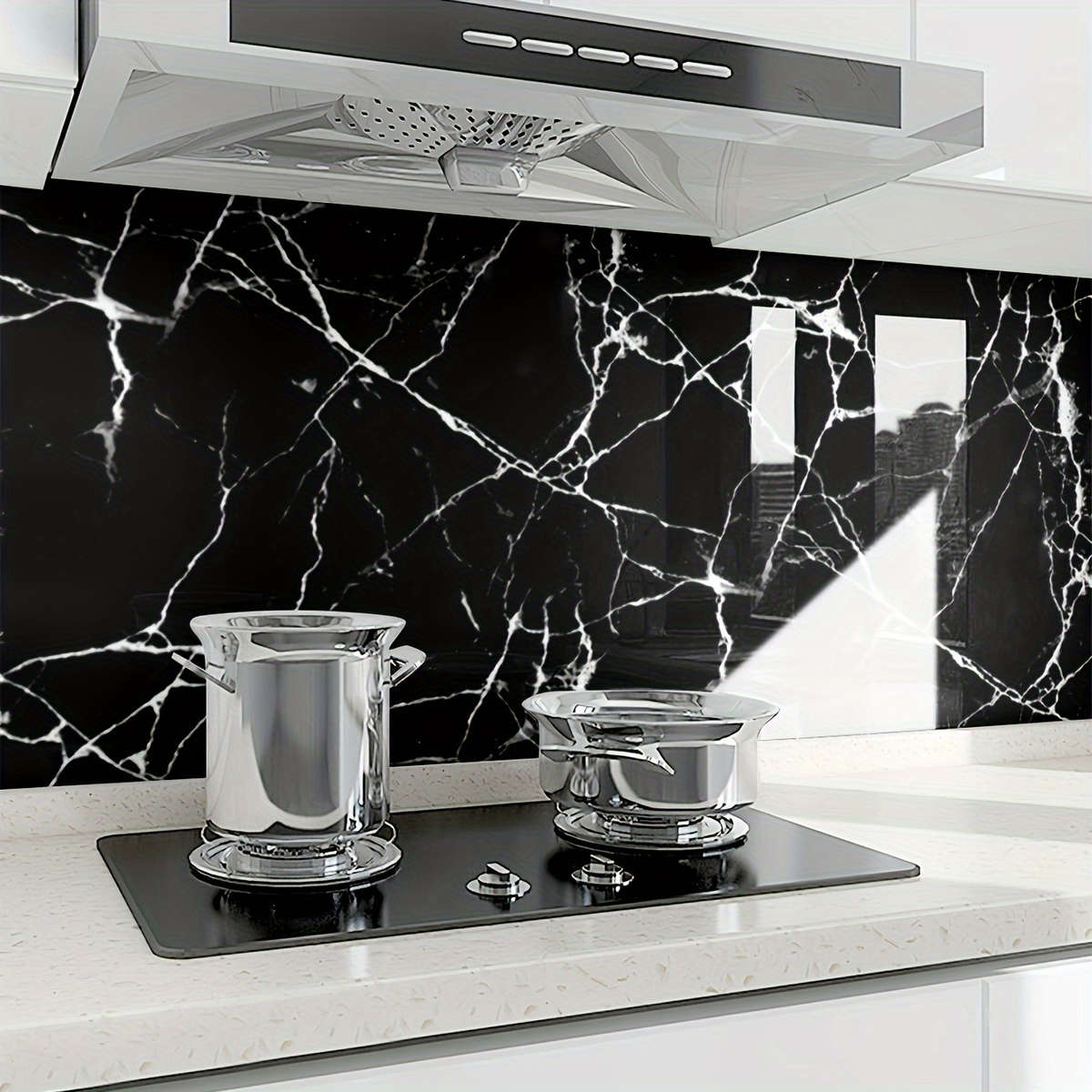 Self Adhesive Kitchen Decal Black Marble Wallpaper Size 60x200cm