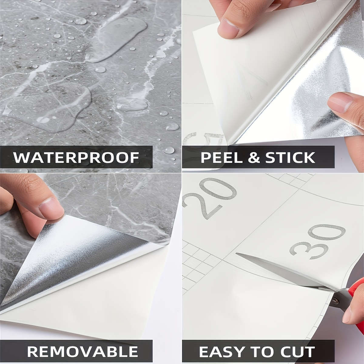 Self Adhesive Kitchen Decal Black Marble Wallpaper Size 60x200cm