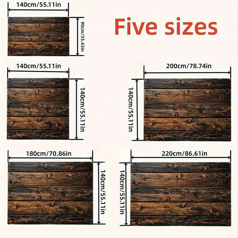 1 Piece Of Rustic Wood Grain Print Rectangular Tablecloth 140*220Cm