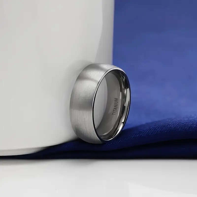 Titamium Men's Band Ring - Minimalist Modern design, Polished Metallic Finish