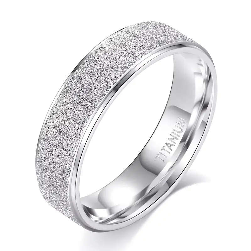 Titamium Mens Stylish 6 mm Wide Ring with Sparkling Crystals