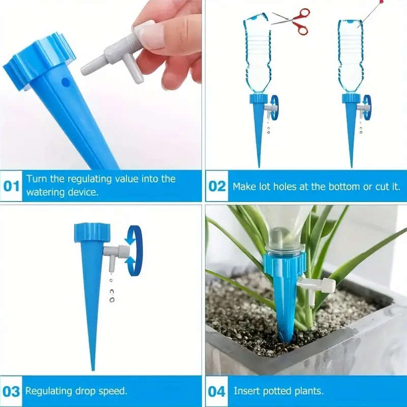 20pcs Plant Watering Drippers with Adjustable Flow Control Valve Polypropylene Self-Irrigation Spike