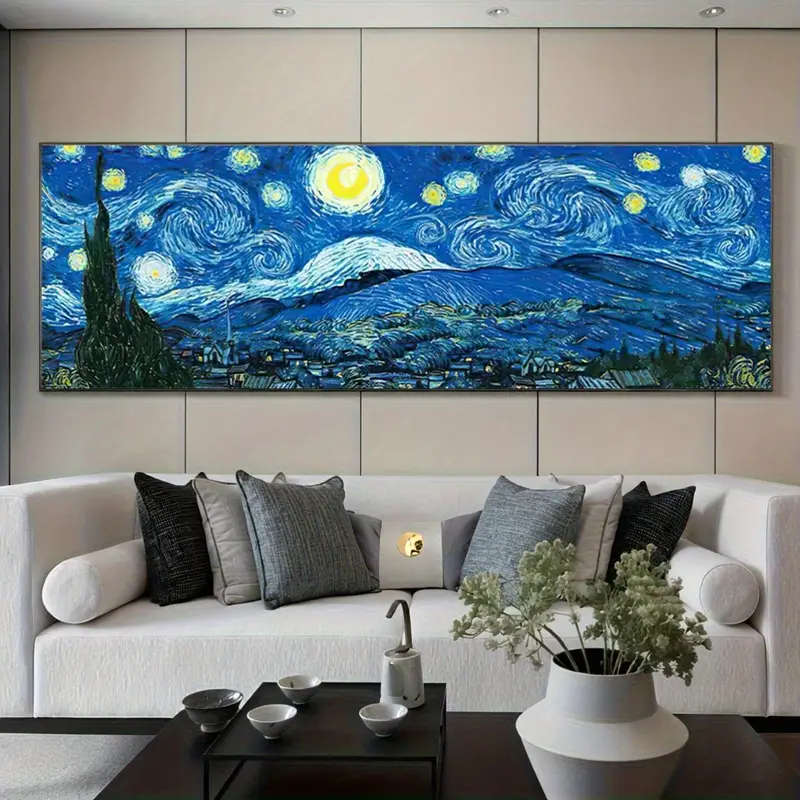 Van Gogh'S "Starry Night" Canvas Art Print - Frameless, Modern Minimalist Wall Decor