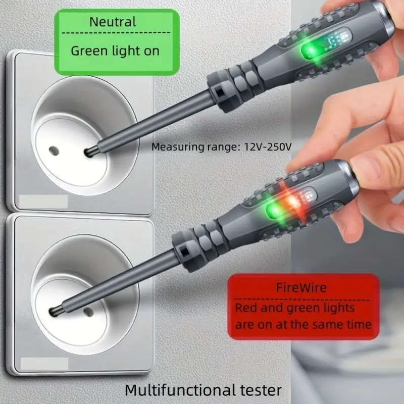1pc Smart LED Dual-Light Voltage Tester with Screwdriver Head High Brightness Non-Rechargeable Batte