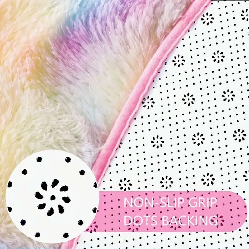 Soft Fluffy Rainbow Washable Mat