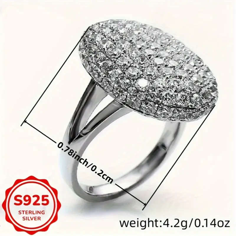 925 Sterling Silver Elegant Round Brilliant Cut Full Set Ring