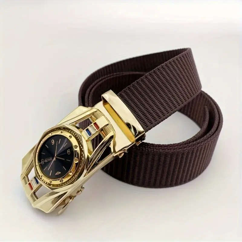 Men's Casual Outdoor Belt With Dial Design Yellow