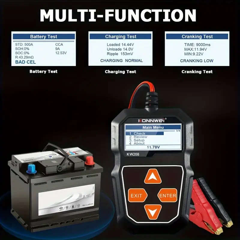 KONNWEI KW208 12V Car Battery Tester