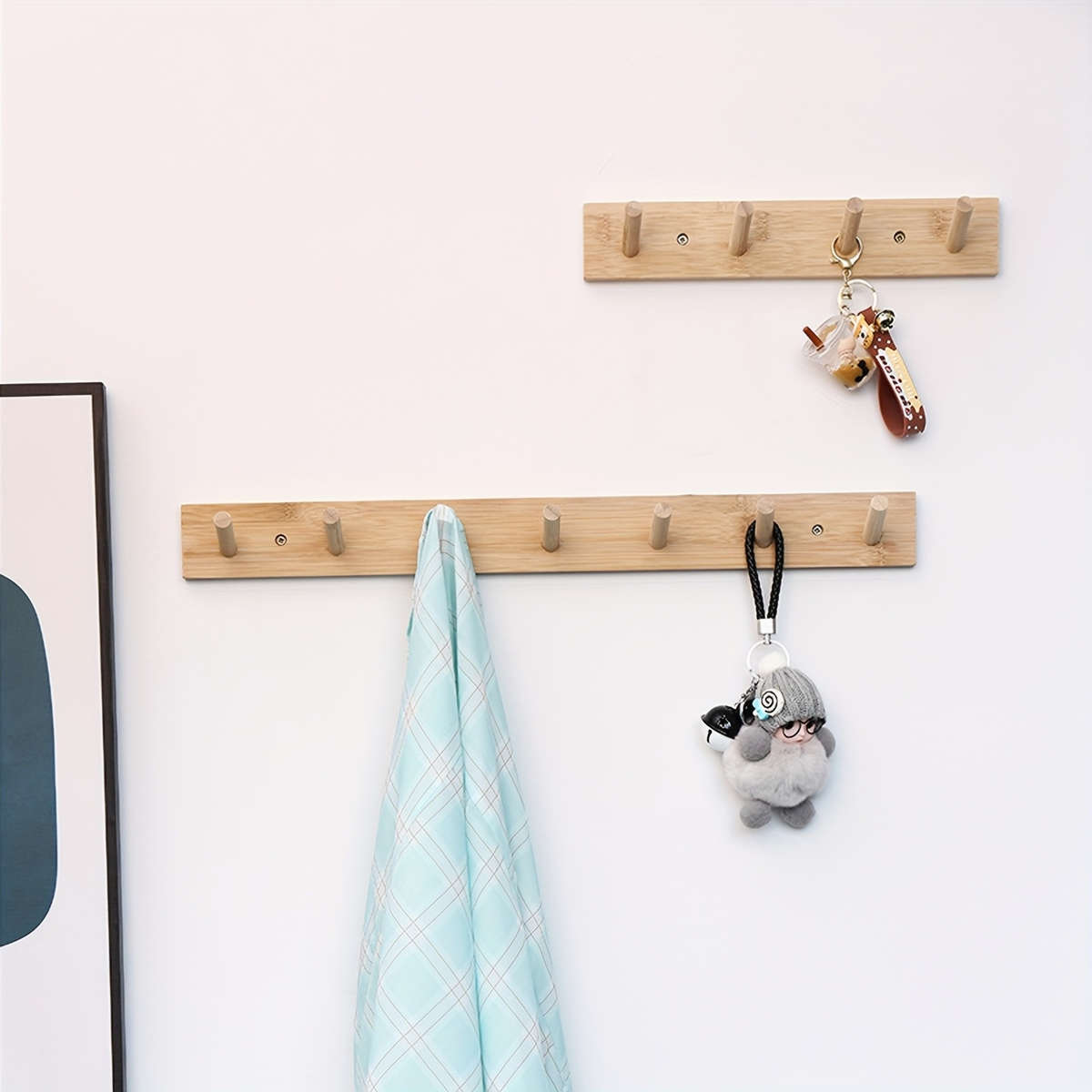 Wall-Mounted Coat Racks Bamboo Clothes Towel Hat Handbags Key Coat Hooks for Living Room Bedroom Ent