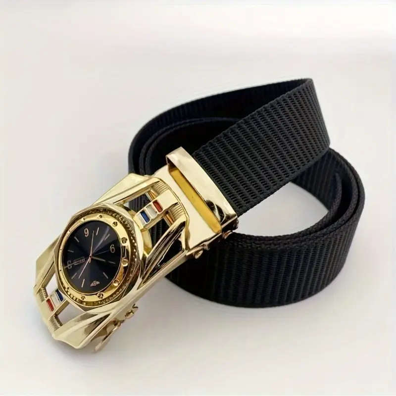 Men's Casual Outdoor Belt With Dial Design Yellow