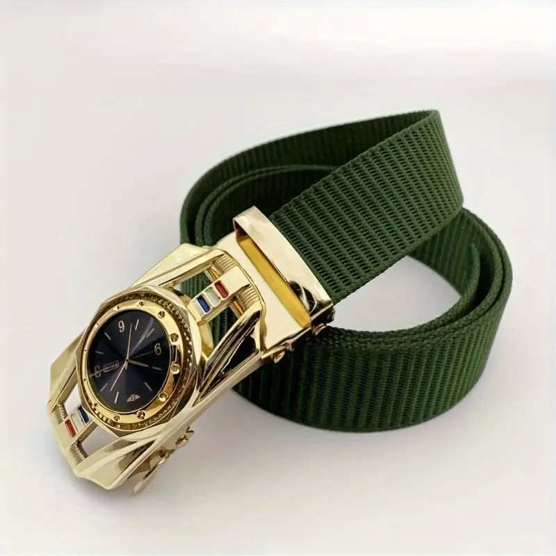 Men's Casual Outdoor Belt With Dial Design Yellow