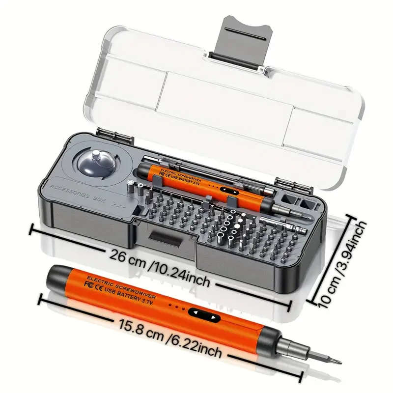 68in1 Cordless Electric Screwdriver Set with 65 Magnetic Precision Bits USB Powered Rechargeable