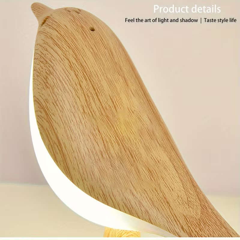 Art Deco Style Bird-Shaped Led Table Lamp mahogany