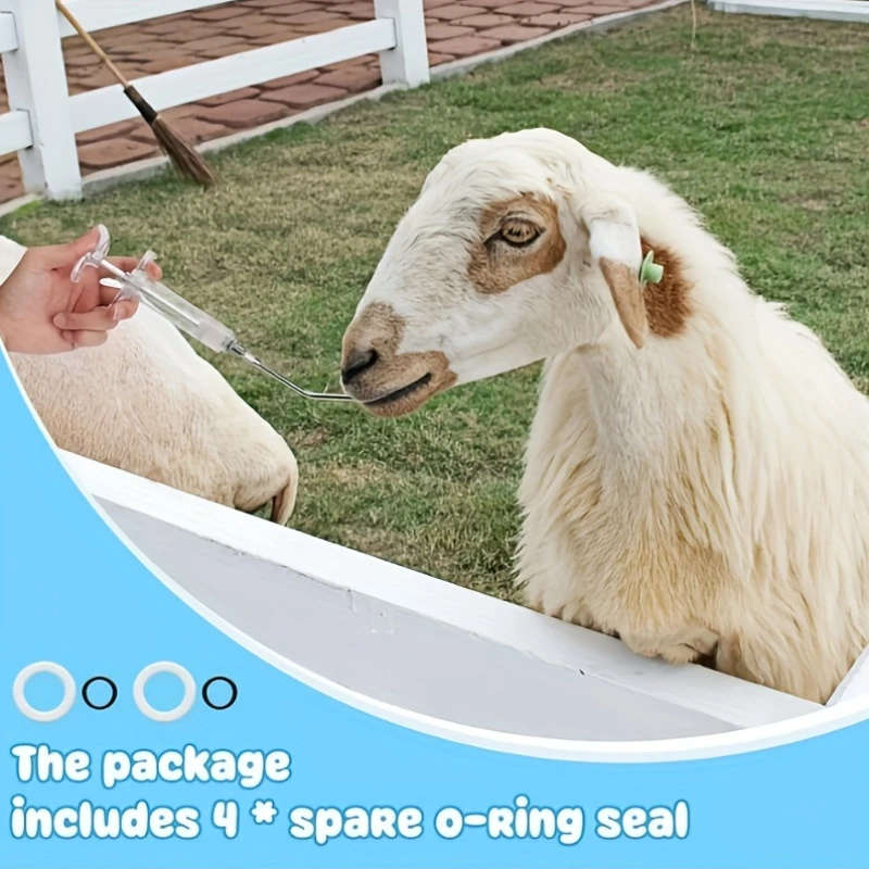 2-Pack Stainless Steel Reusable Goat Feeding Syringes