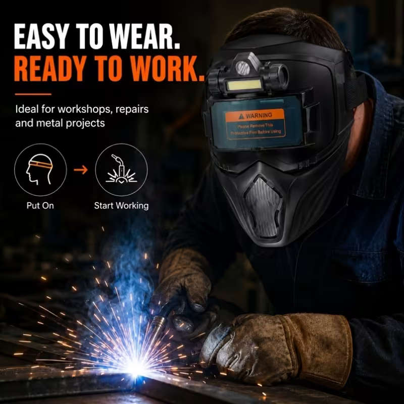 Auto Darkening Welding Helmet with LED Work Light