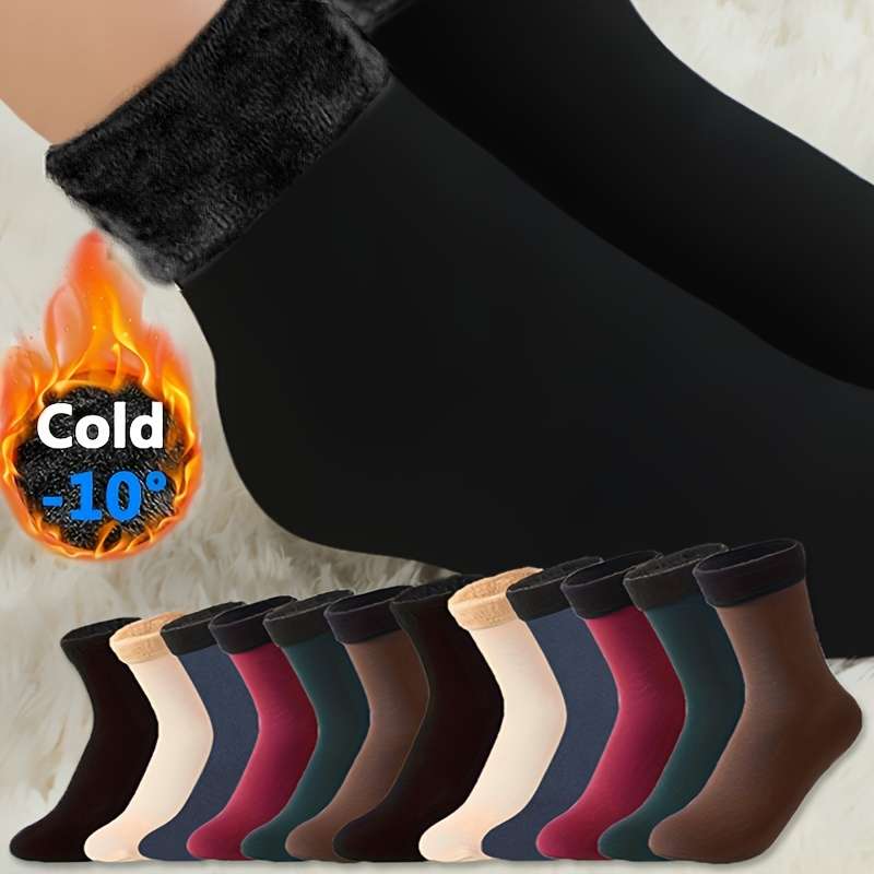 Sock Black 6 Pairs Flannel Warmth One Size