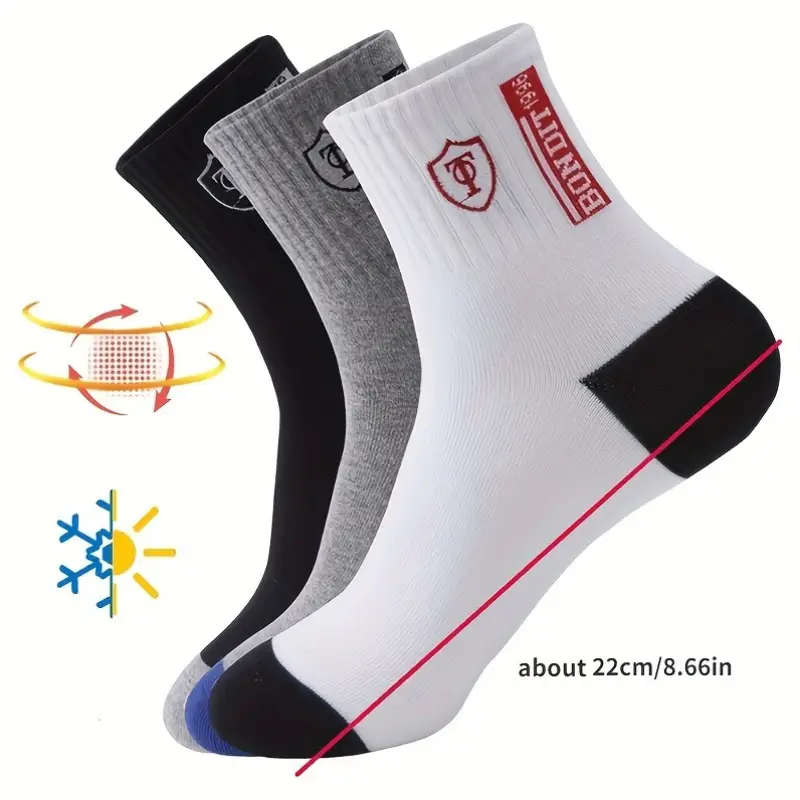 6 Pairs Of Breathable Cotton Sports Socks