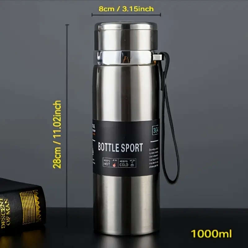1 Liter Large Thermos Flask In Solid Color
