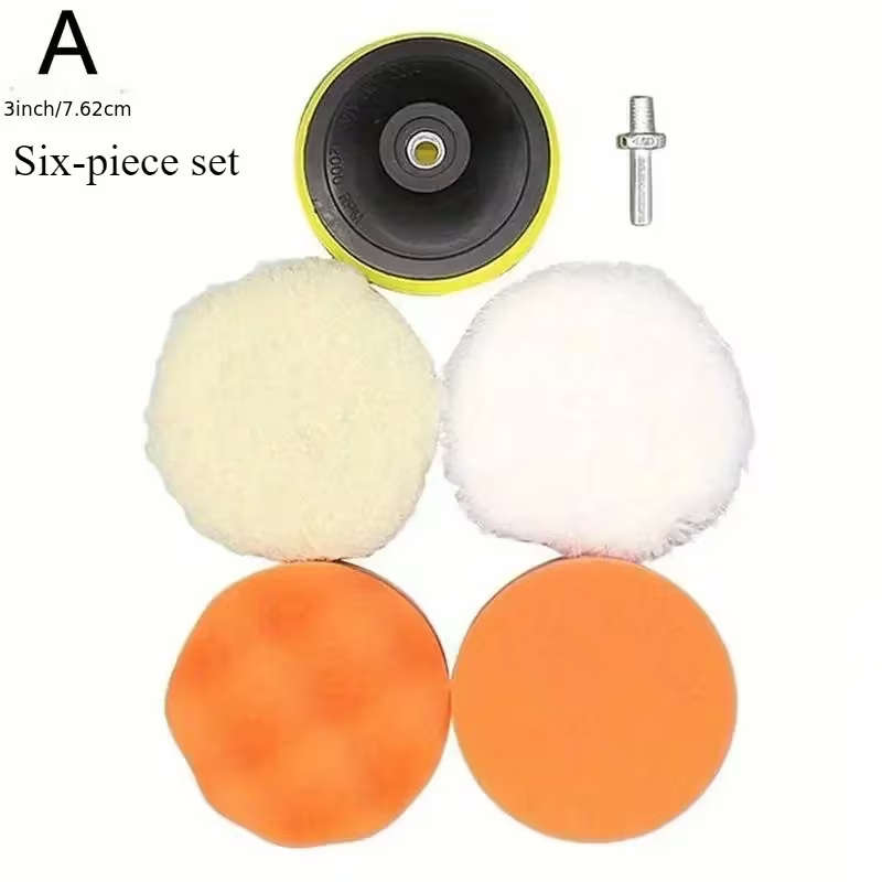 6pcs Car Polishing Kit 7.62 cm Soft Wool Pad