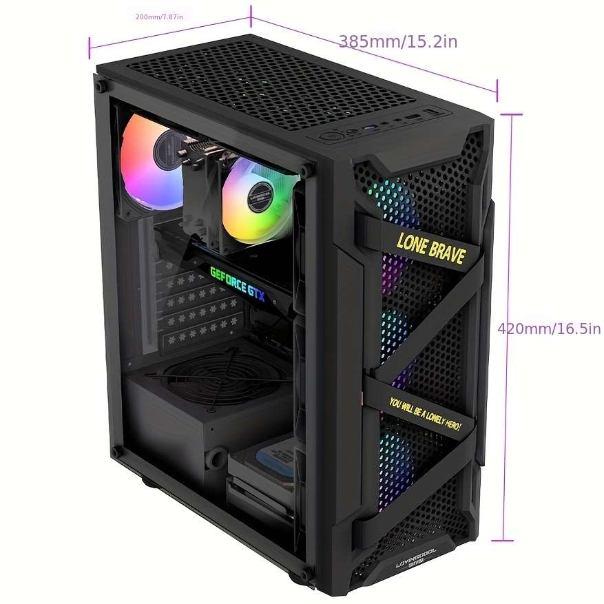 Micro ATX PC Case with 3x120mm 3-Pin ARGB Fans Pre-Installed