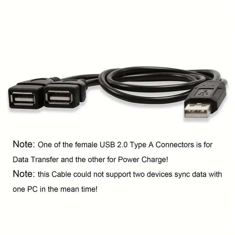 Usb 2.0 Splitter Cable Male To Dual Female High-Speed Data Charging Adapter Durable Matte Finish