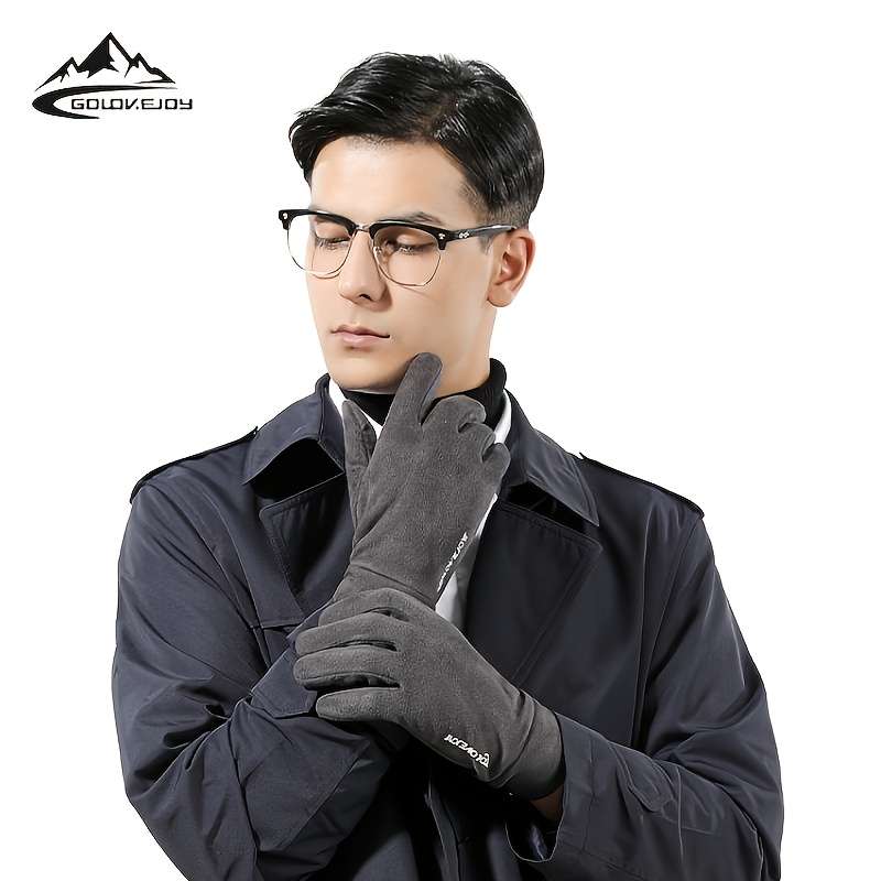 1 Pair Men Black One Size Warm Gloves