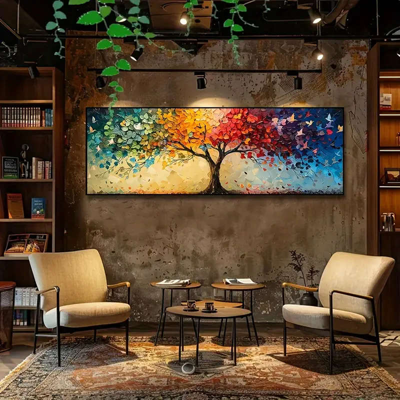 Extra Large Abstract Tree of Life Canvas Art - Contemporary Geometric Design, Spring & Summer