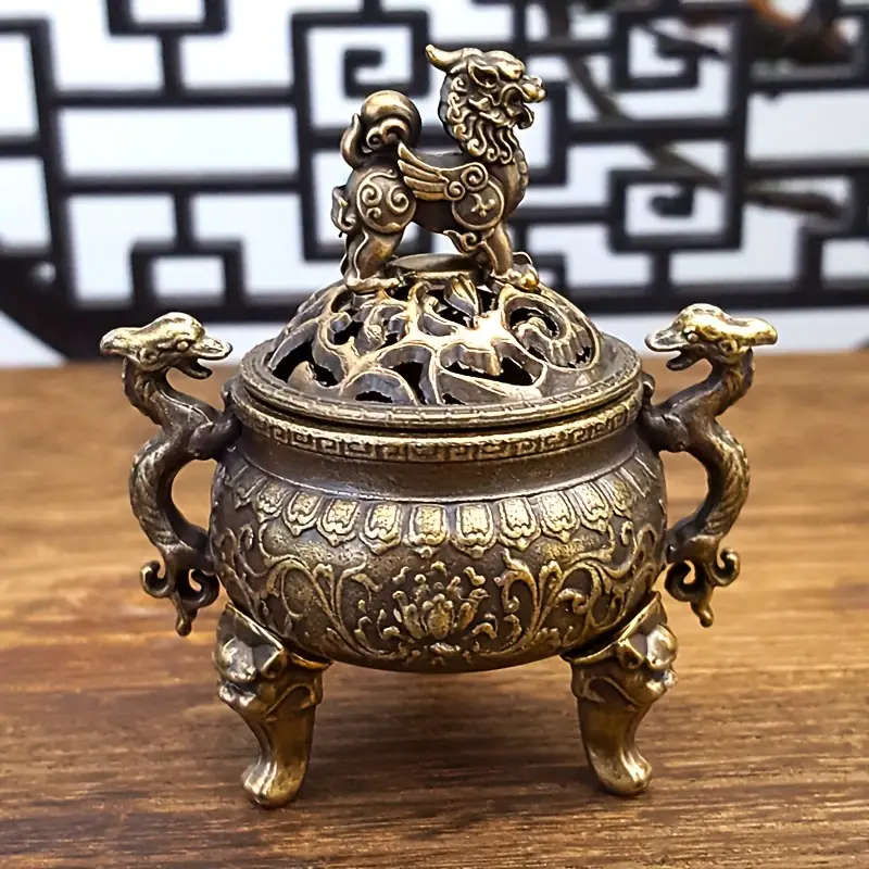 1 x Vintage Metal Kirin Incense Burner
